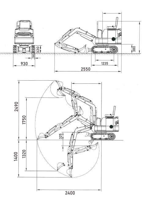 Minibagger Microbagger Marla 160 Plus mit schwenkbaren Arm und verstellbaren Fahrwerk
